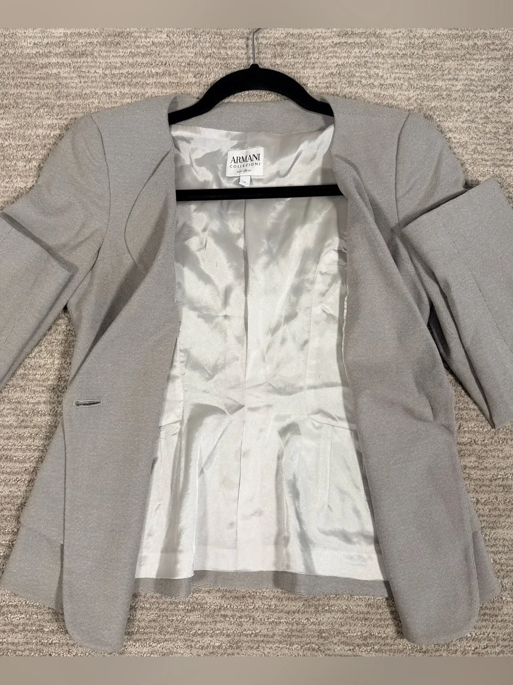 Armani Collezioni Women's 2 Light Gray Blazer Giacca Jacket Single-Button Flare